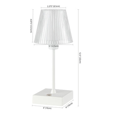 Oscar 12.5" Modern Industrial Rechargeable/Cordless Iron/Acrylic Integrated LED Table Lamp with Ribbed Shade - JONATHAN Y